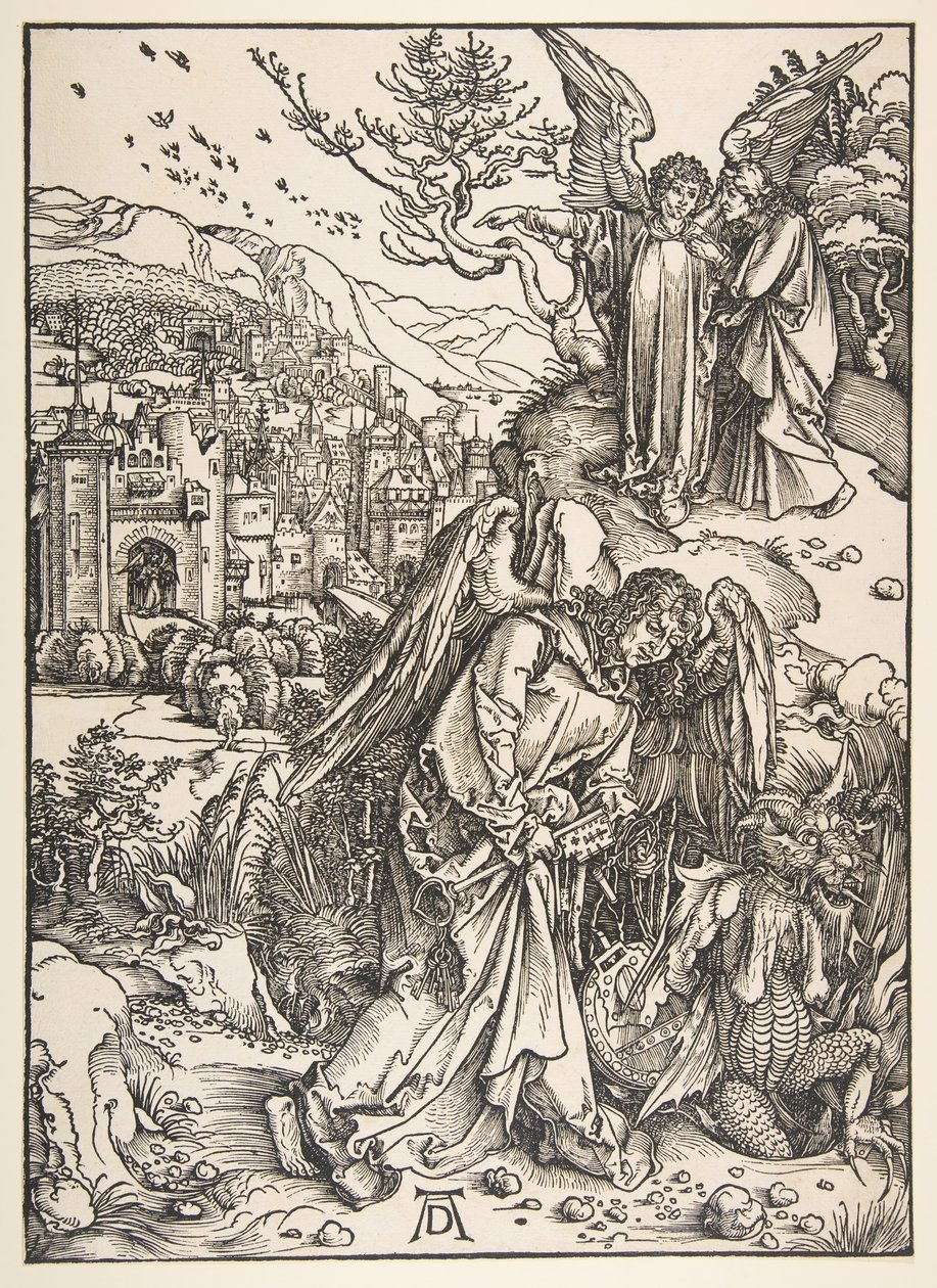 Az angyal a feneketlen gödör kulcsával, 1511. alkotó: Albrecht Dürer