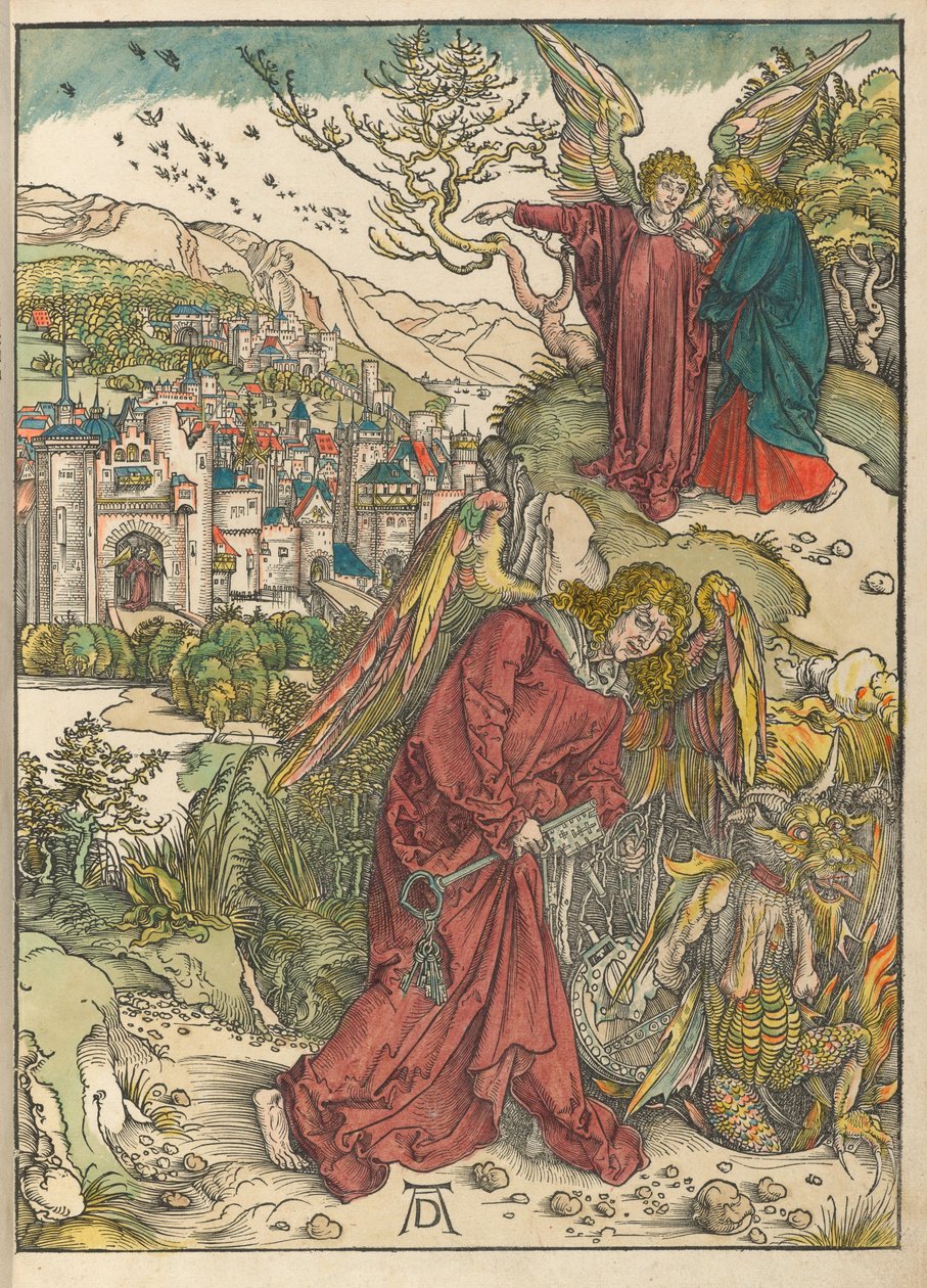 Az angyal a feneketlen mélység kulcsával alkotó: Albrecht Dürer