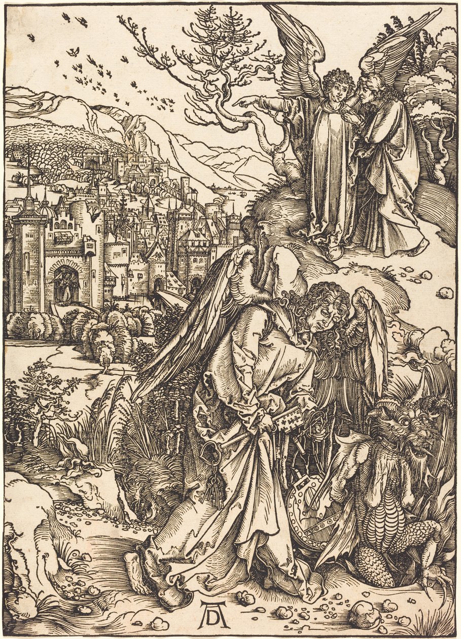 Az angyal a feneketlen mélység kulcsával alkotó: Albrecht Dürer