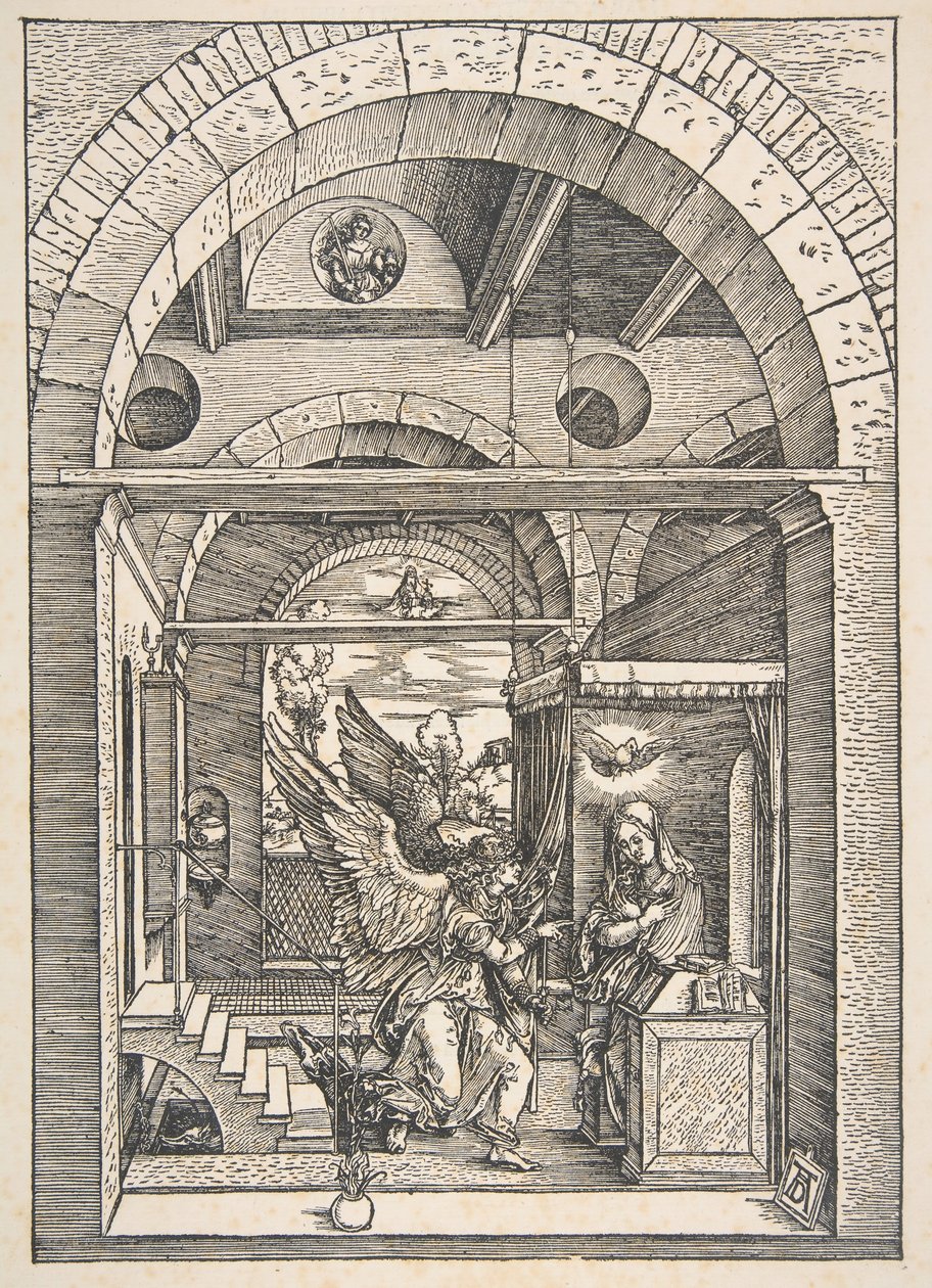 Az Angyali üdvözlet, A Szűz életéből, latin kiadás, 1511.n.d. alkotó: Albrecht Dürer