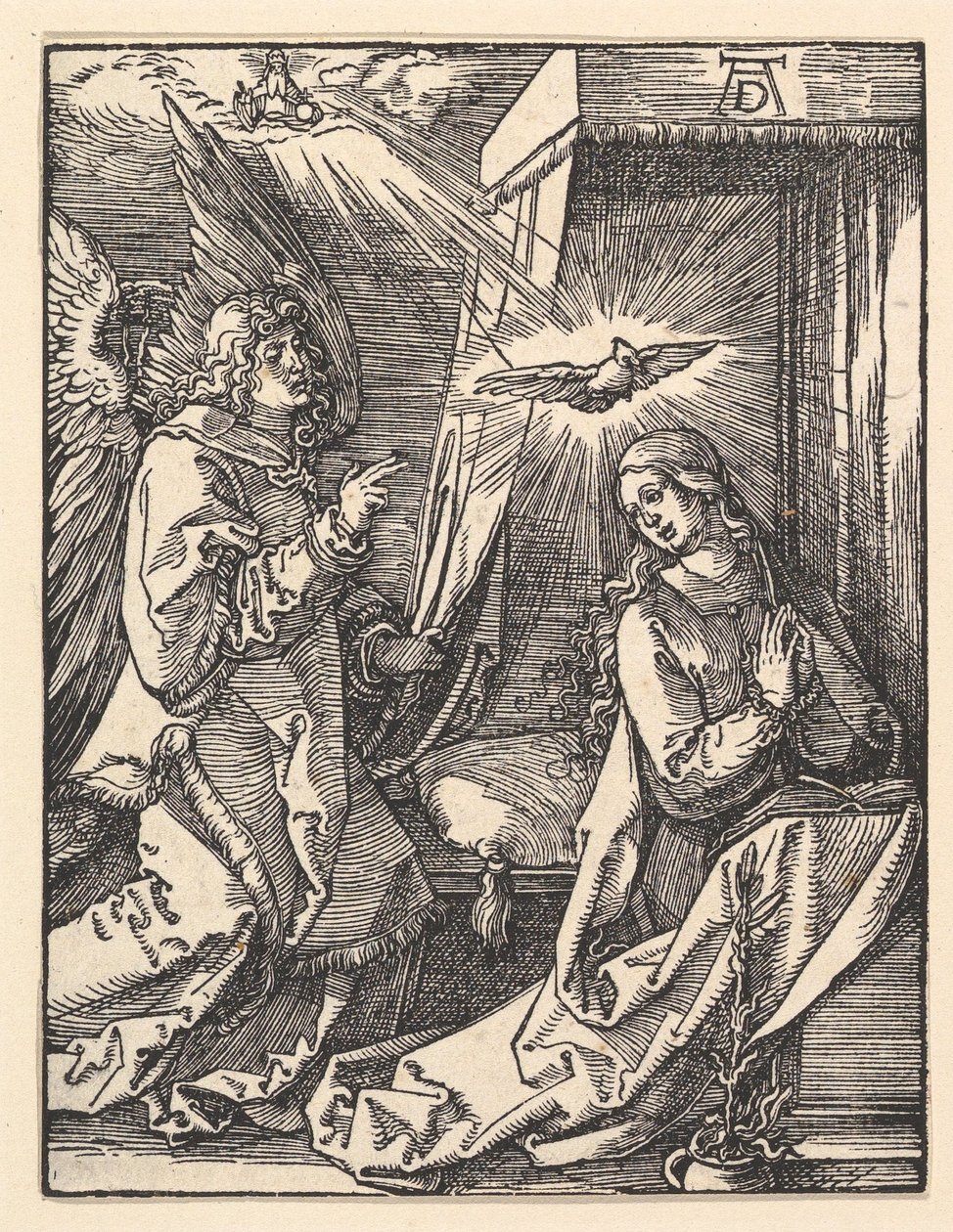 Az angyali üdvözlet, „A kis passió” című sorozatból alkotó: Albrecht Dürer