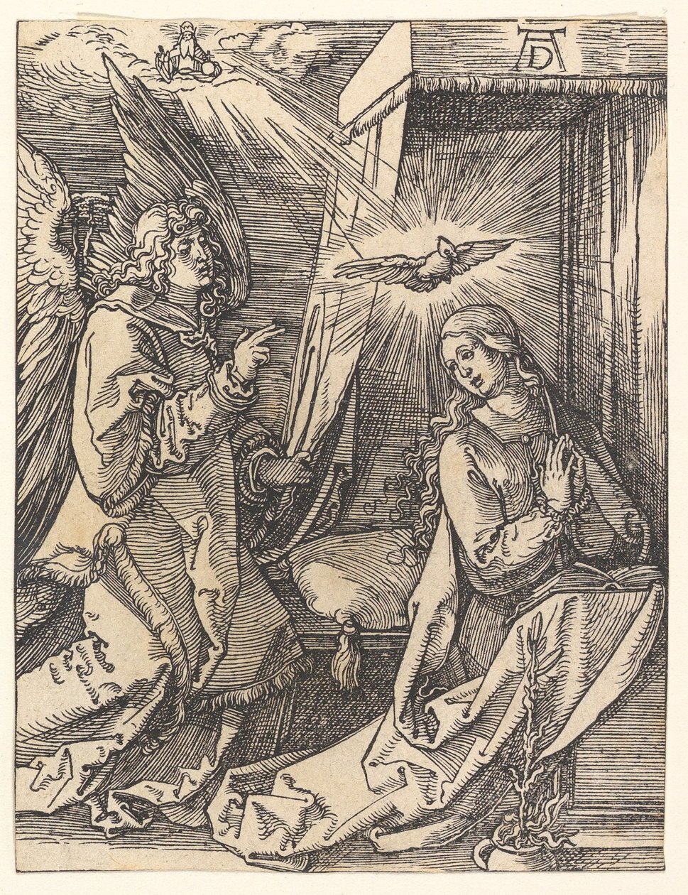 Az angyali üdvözlet, a "Kis passió" című sorozatból alkotó: Albrecht Dürer
