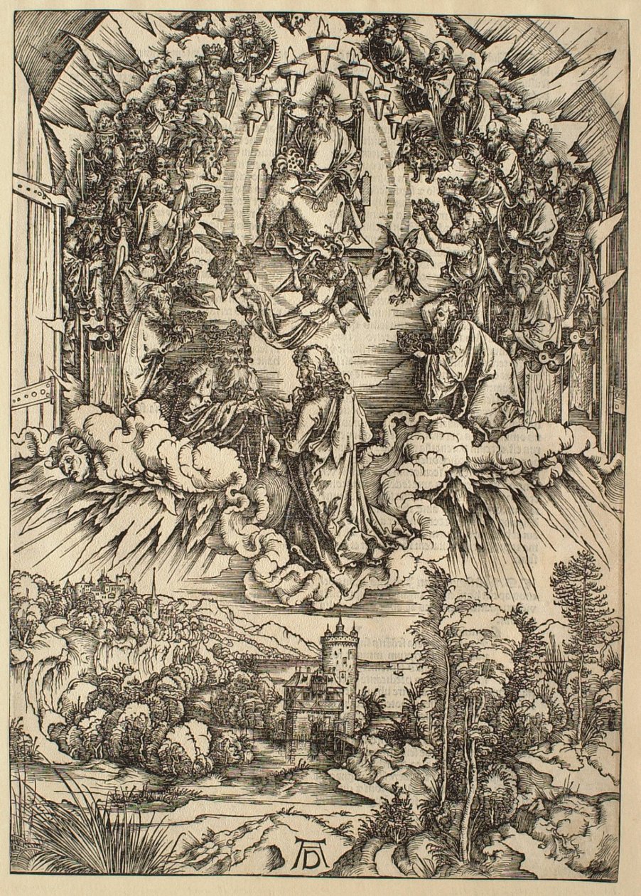 A Jelenések könyve: Szent János Isten és a vének előtt alkotó: Albrecht Dürer