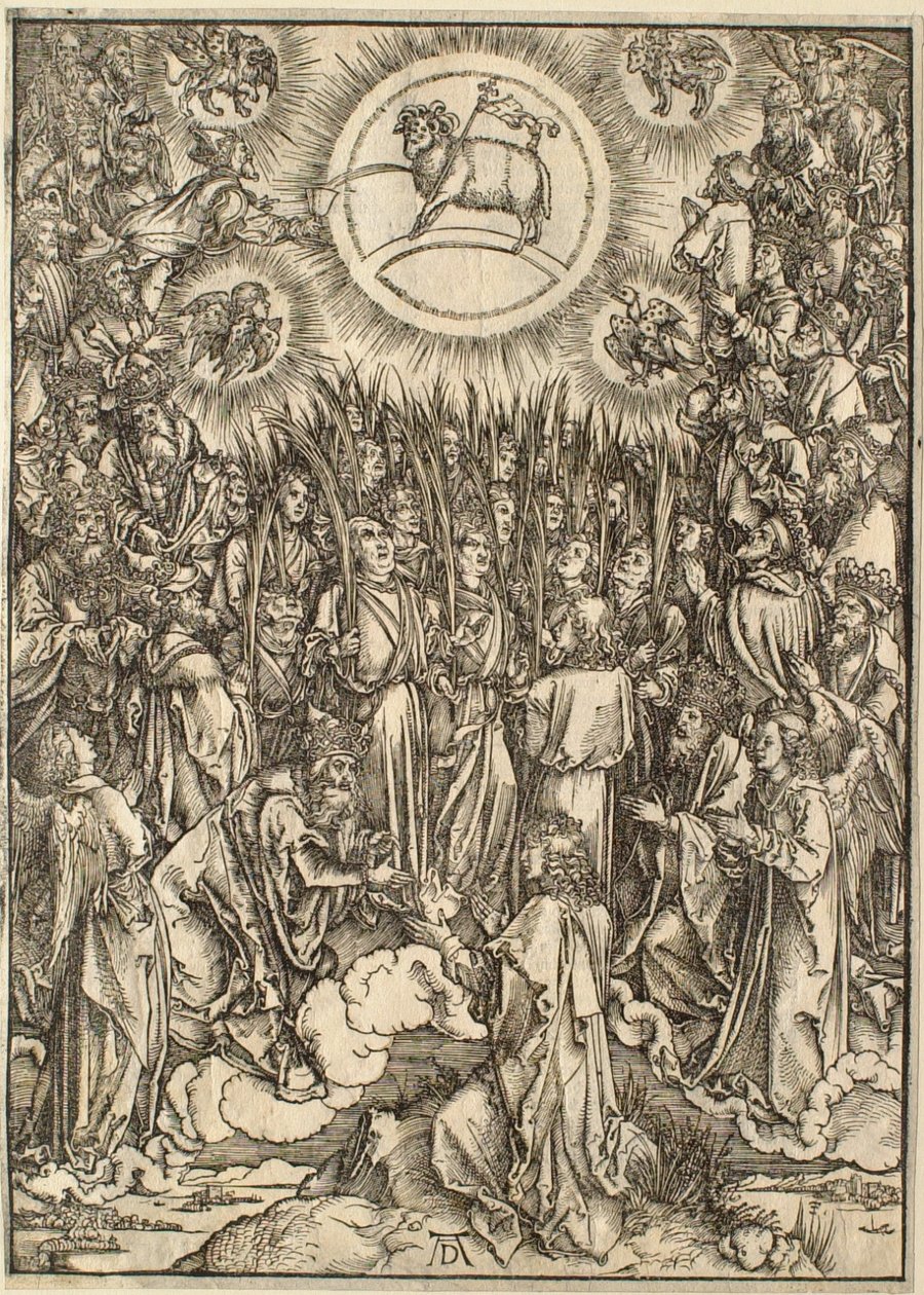 Jelenések könyve: A Bárány imádása alkotó: Albrecht Dürer