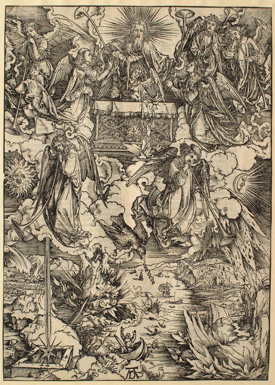 Jelenések könyve: A hét angyal trombitákkal alkotó: Albrecht Dürer