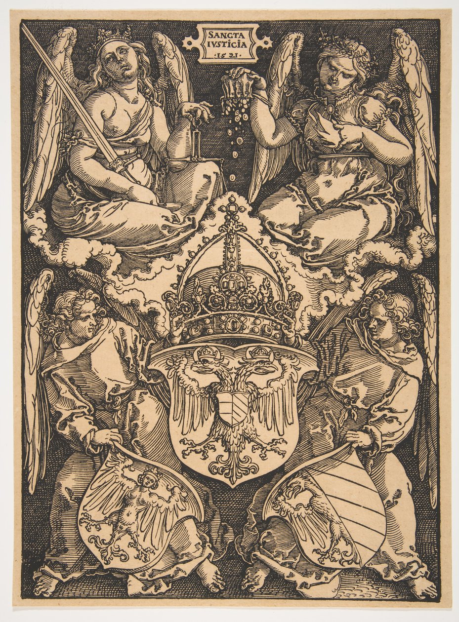 A Szent Római Birodalom és Nürnberg város fegyverei.n.d. alkotó: Albrecht Dürer