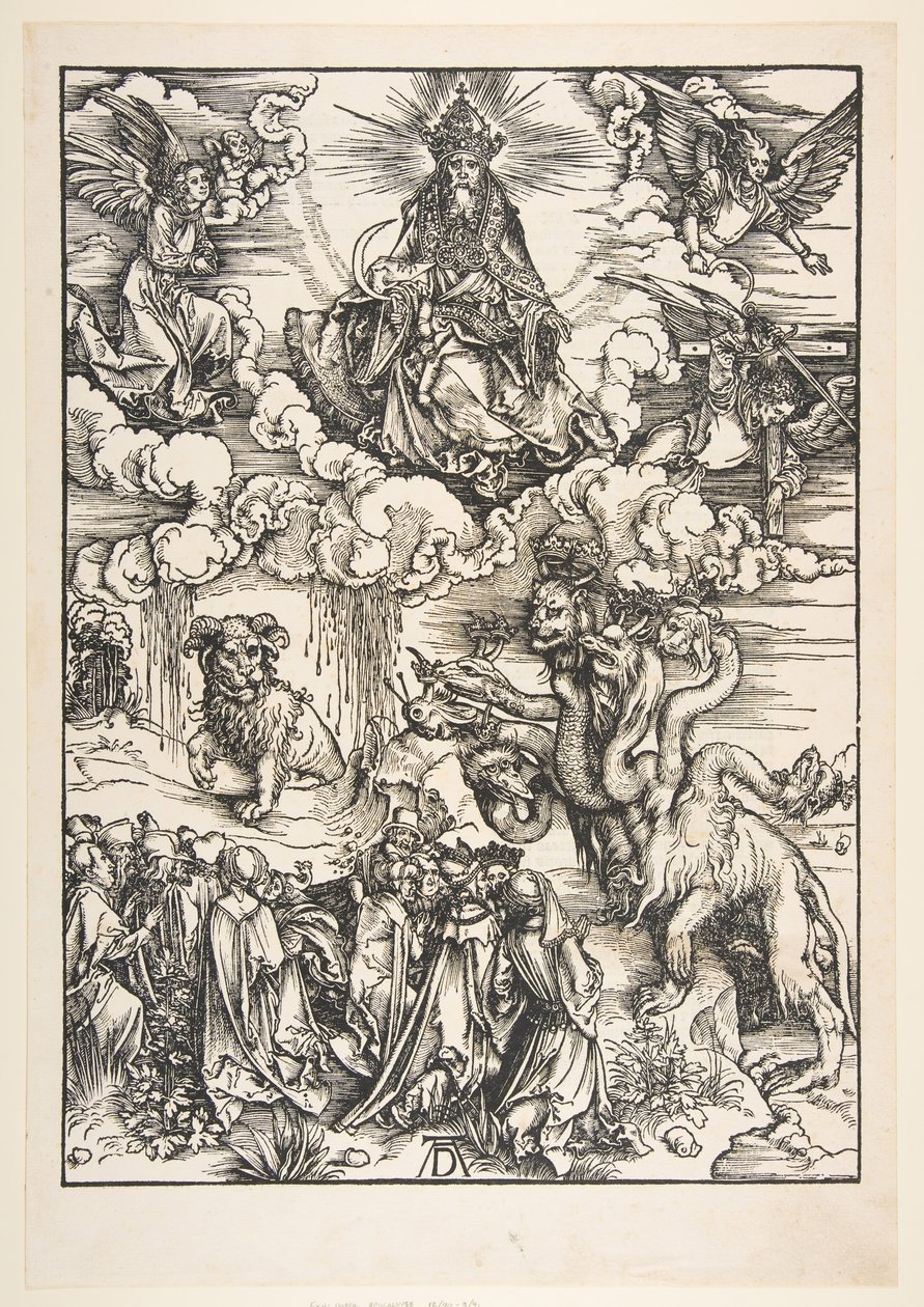 A két szarvú szörnyeteg, mint a bárány, az Apokalipszis.n.d. alkotó: Albrecht Dürer
