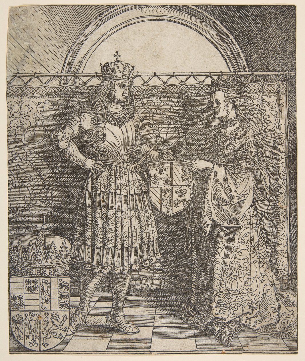 Burgundi Mária eljegyzése I. Maximilianus császár diadalívéből, 1515. alkotó: Albrecht Dürer