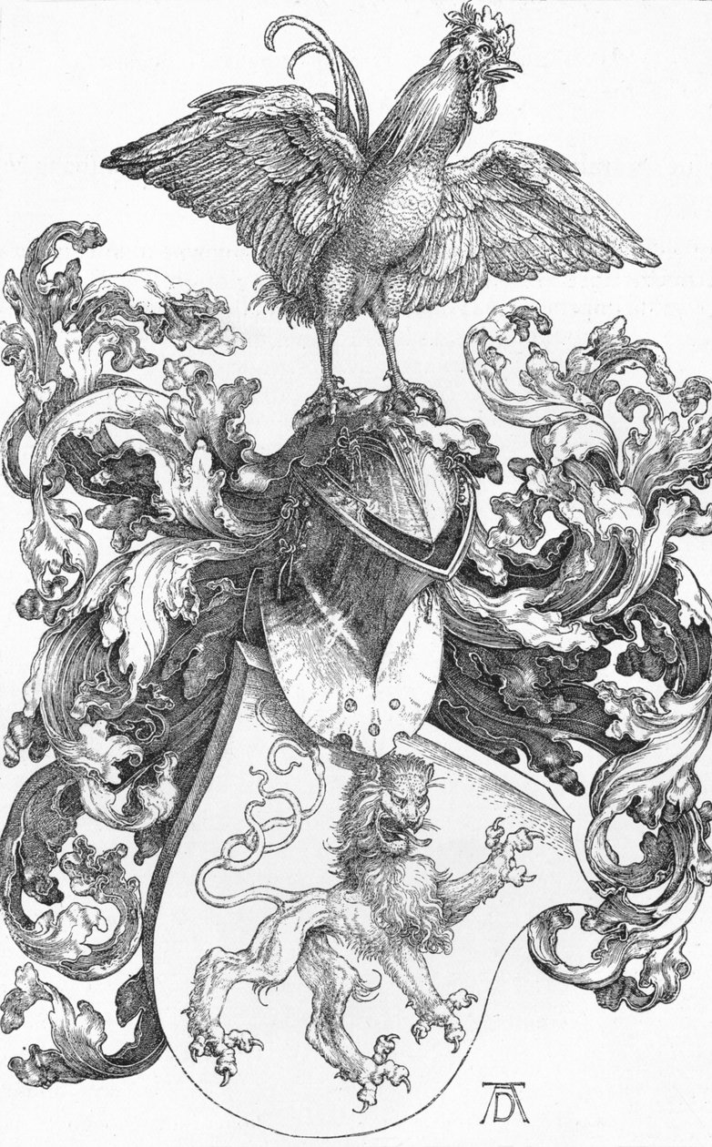 A címer oroszlánnal és kakassal, c1502-1503, 1906 alkotó: Albrecht Dürer