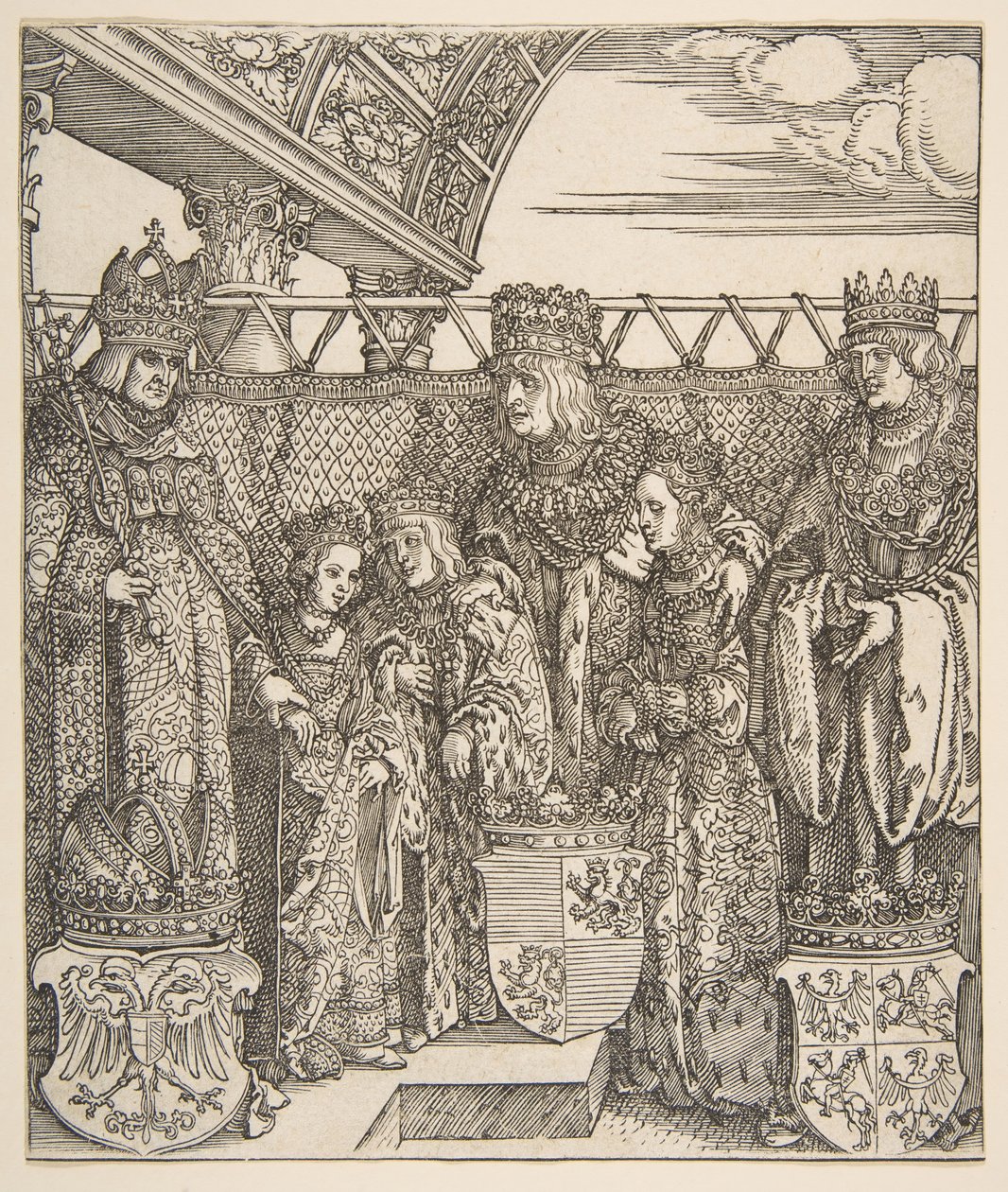 A hercegek kongresszusa Bécsben, I. Maximilianus császár diadalívétől, 1515. alkotó: Albrecht Dürer