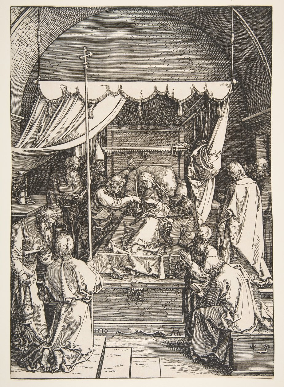 A Szűz halála, A Szűz életéből, 1510. alkotó: Albrecht Dürer
