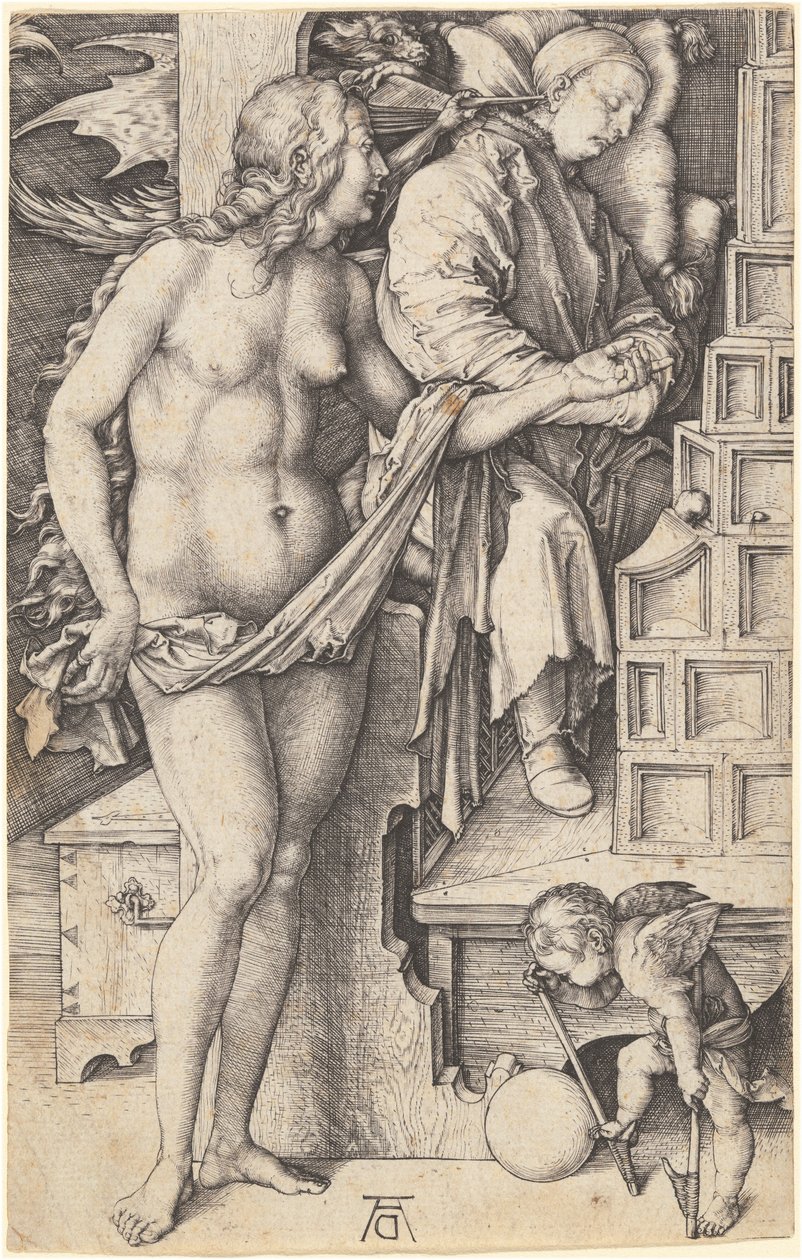 Az orvos álma (A tétlenkedő kísértése) alkotó: Albrecht Dürer