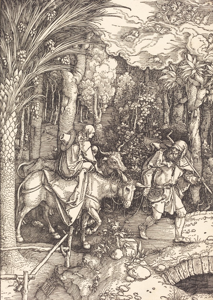 A repülés Egyiptomba, c. 1504. alkotó: Albrecht Dürer