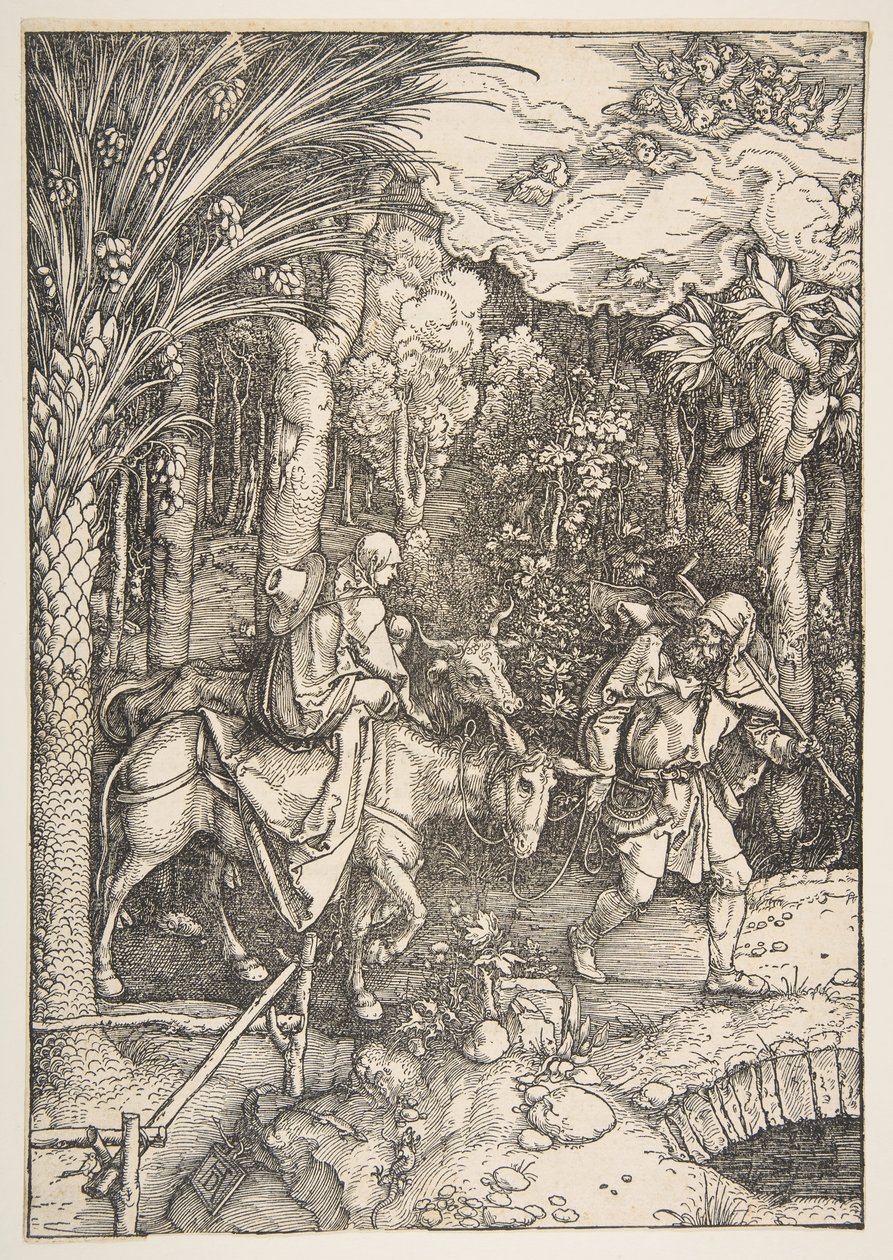 Repülés Egyiptomba, A Szűz életéből, a latin kiadásból, 1511. alkotó: Albrecht Dürer