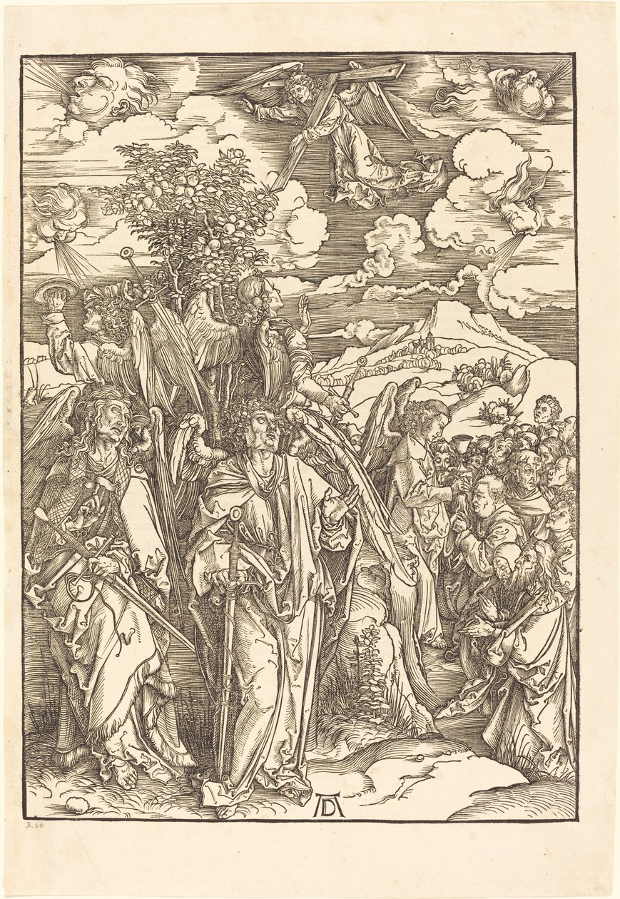 A négy angyal a szeleket tartja alkotó: Albrecht Dürer
