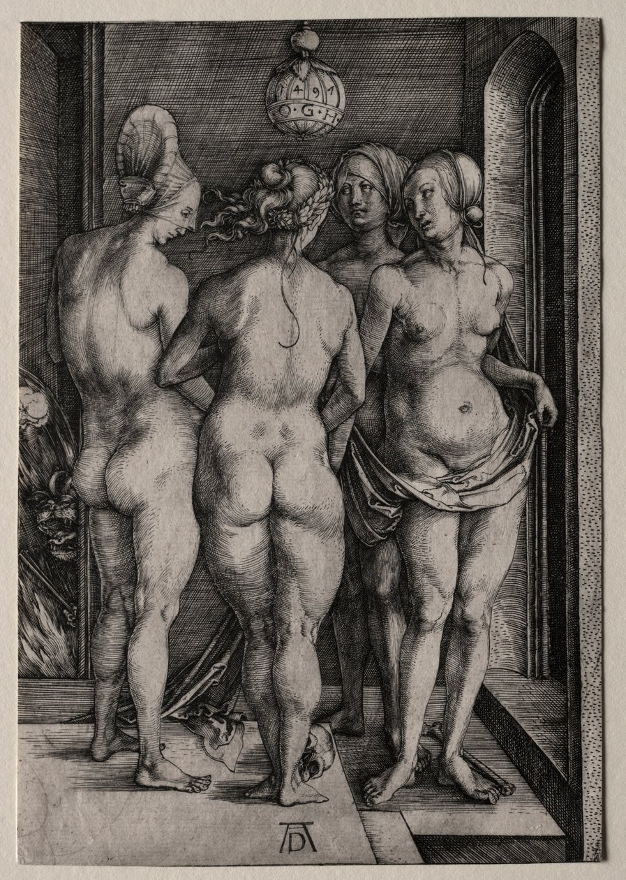 A négy boszorkány, négy meztelen nő, 1497. alkotó: Albrecht Dürer