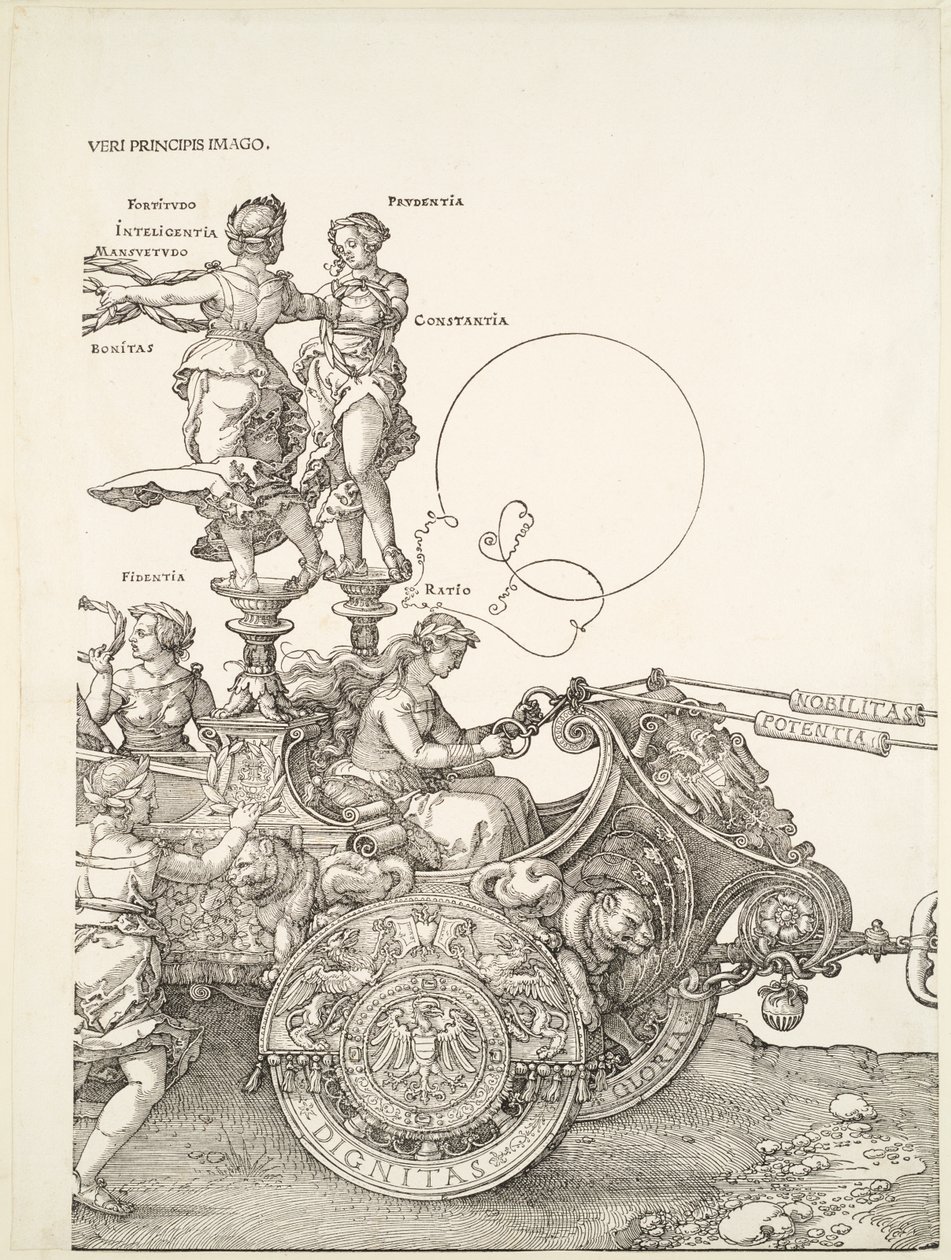 A nagy diadalszekér: a szekér jobb oldali része Fidentia és Ratio alakjával alkotó: Albrecht Dürer