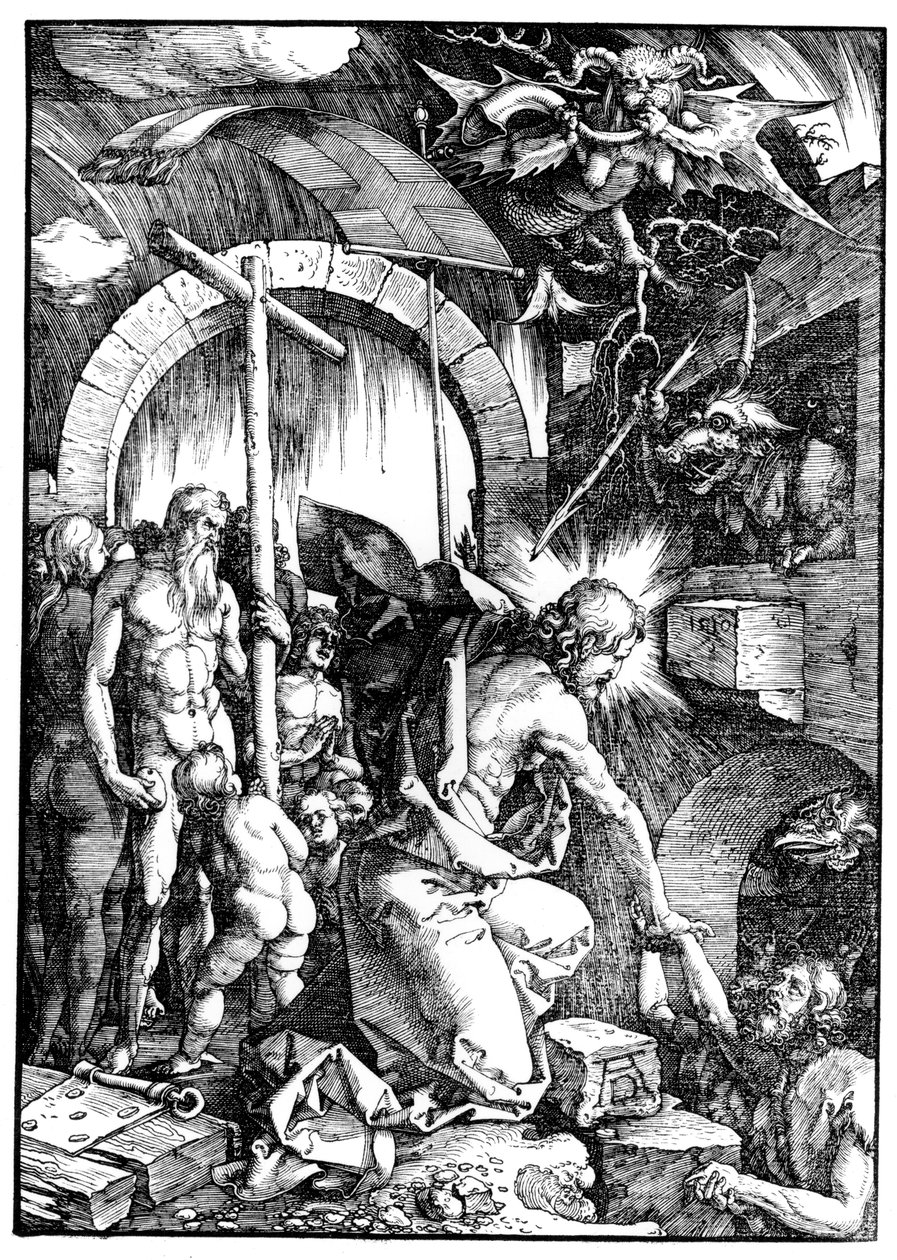 A pokol megrázkódtatása vagy Krisztus Limbóban, A nagy szenvedésből, 1510 alkotó: Albrecht Dürer