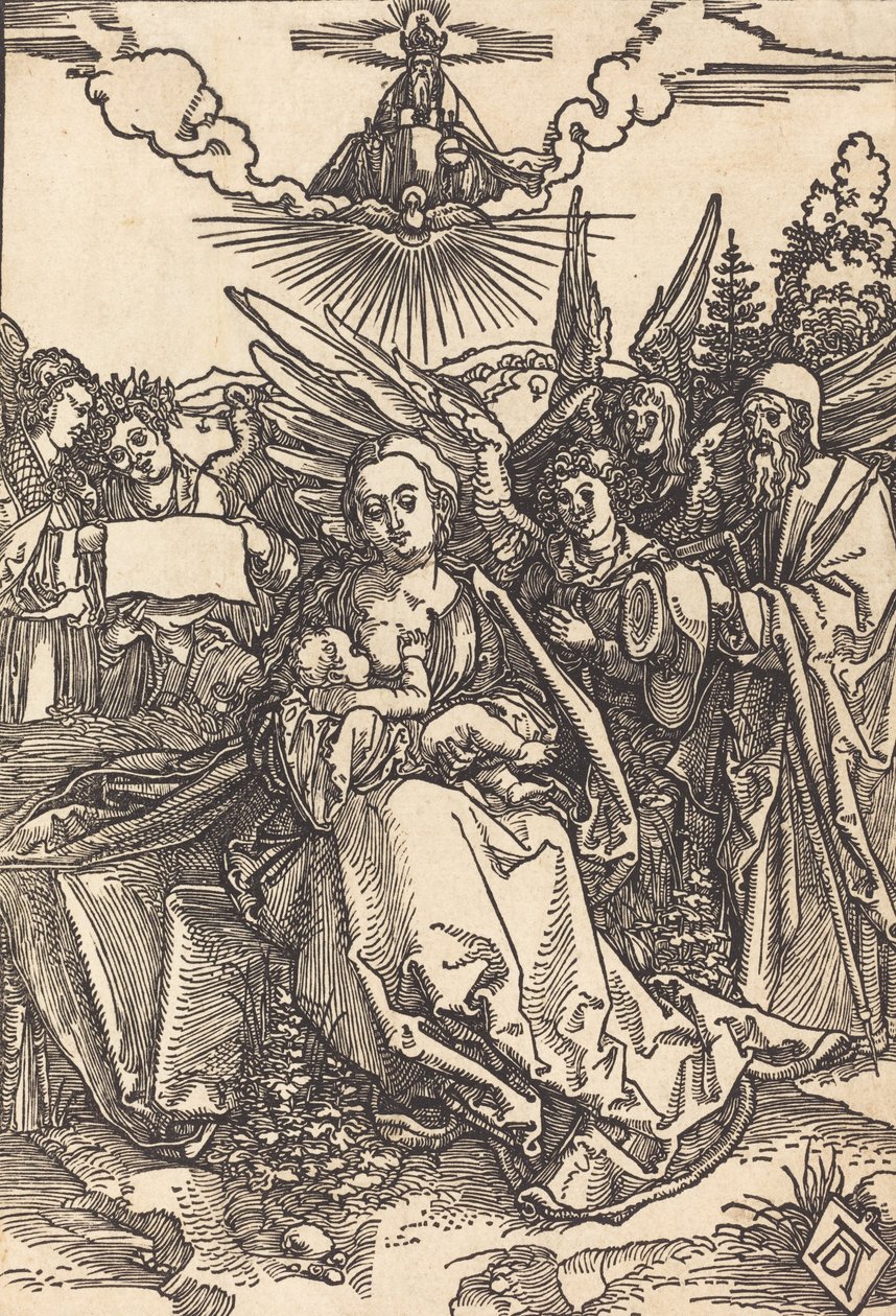 A Szent Család öt angyallal, 1505-ben vagy előtte. alkotó: Albrecht Dürer