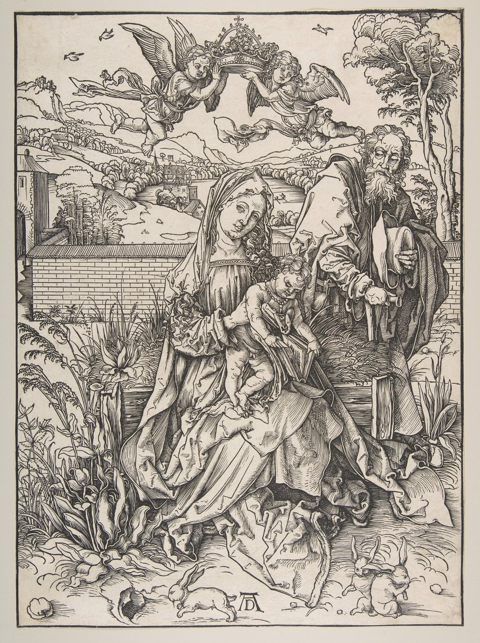 A Szent Család három nyúllal, kb. 1497-98. alkotó: Albrecht Dürer