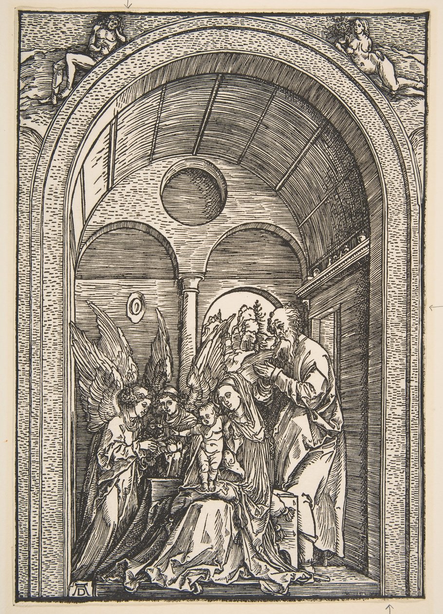 A Szent Család két angyallal egy boltíves teremben, kb. 1503. alkotó: Albrecht Dürer