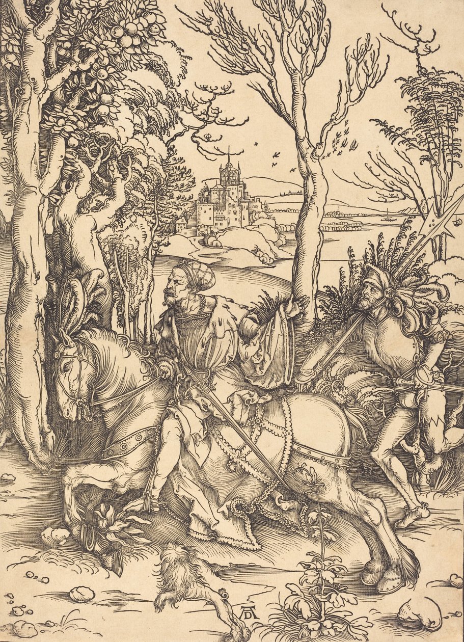 A lovag lóháton és a Lansquenet c. 14961497. alkotó: Albrecht Dürer