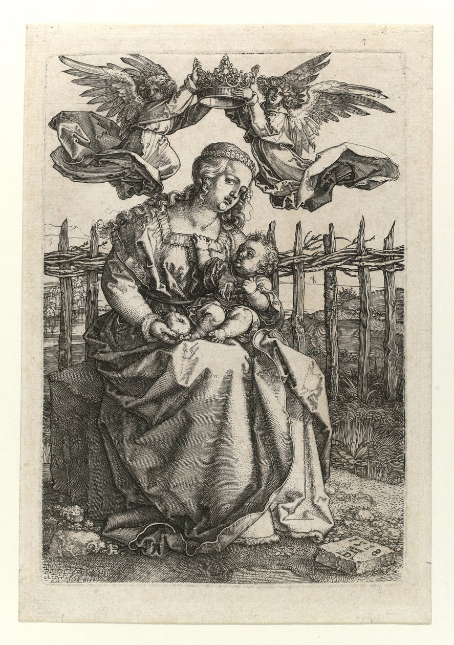 A két angyal által megkoronázott Madonna és a gyermek, 1518 alkotó: Albrecht Dürer