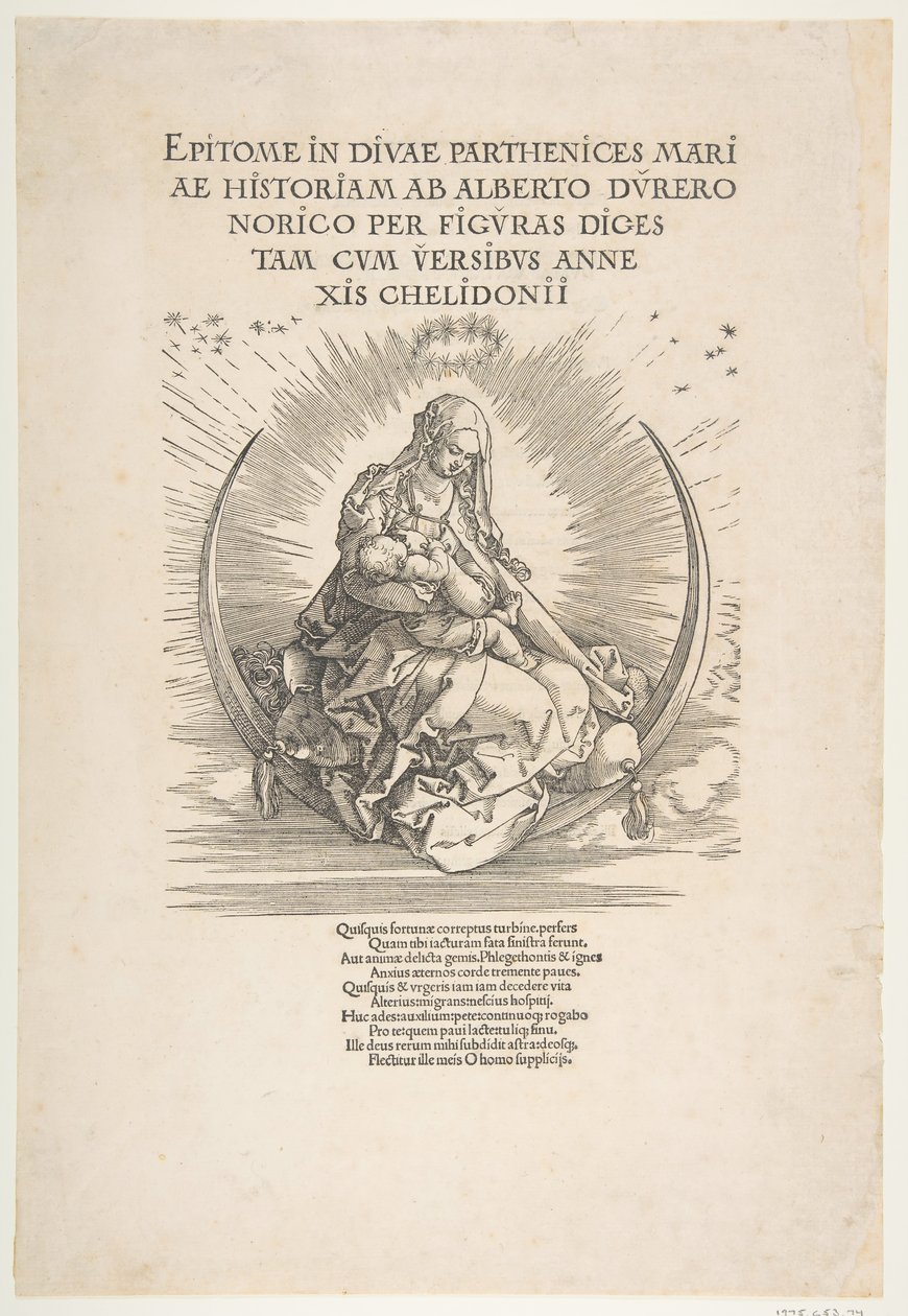 A félhold Madonna, A Szűz életének homlokzata, kb. 1511. alkotó: Albrecht Dürer