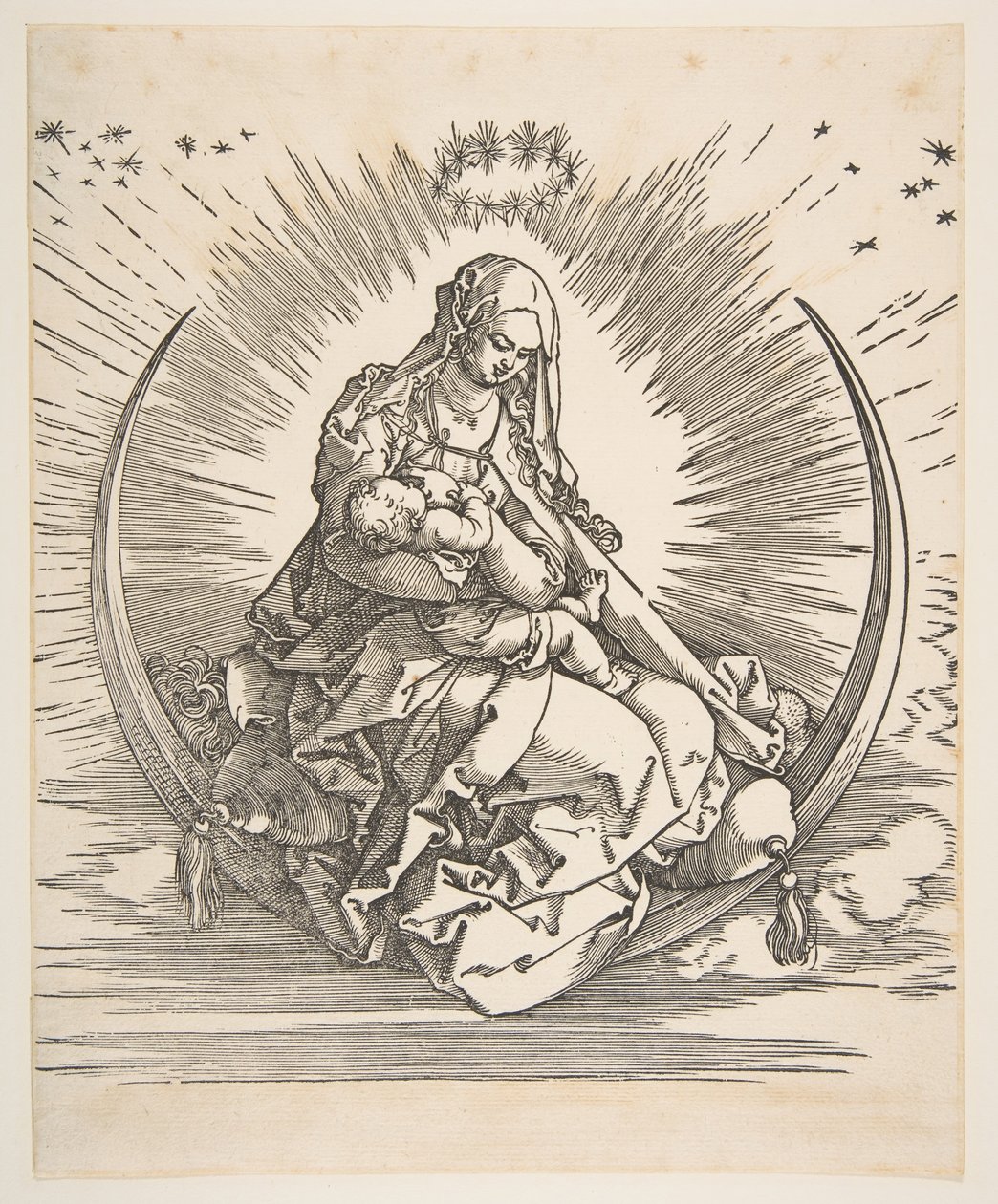 A félhold Madonna, A Szűz életének homlokzata, kb. 1511. alkotó: Albrecht Dürer