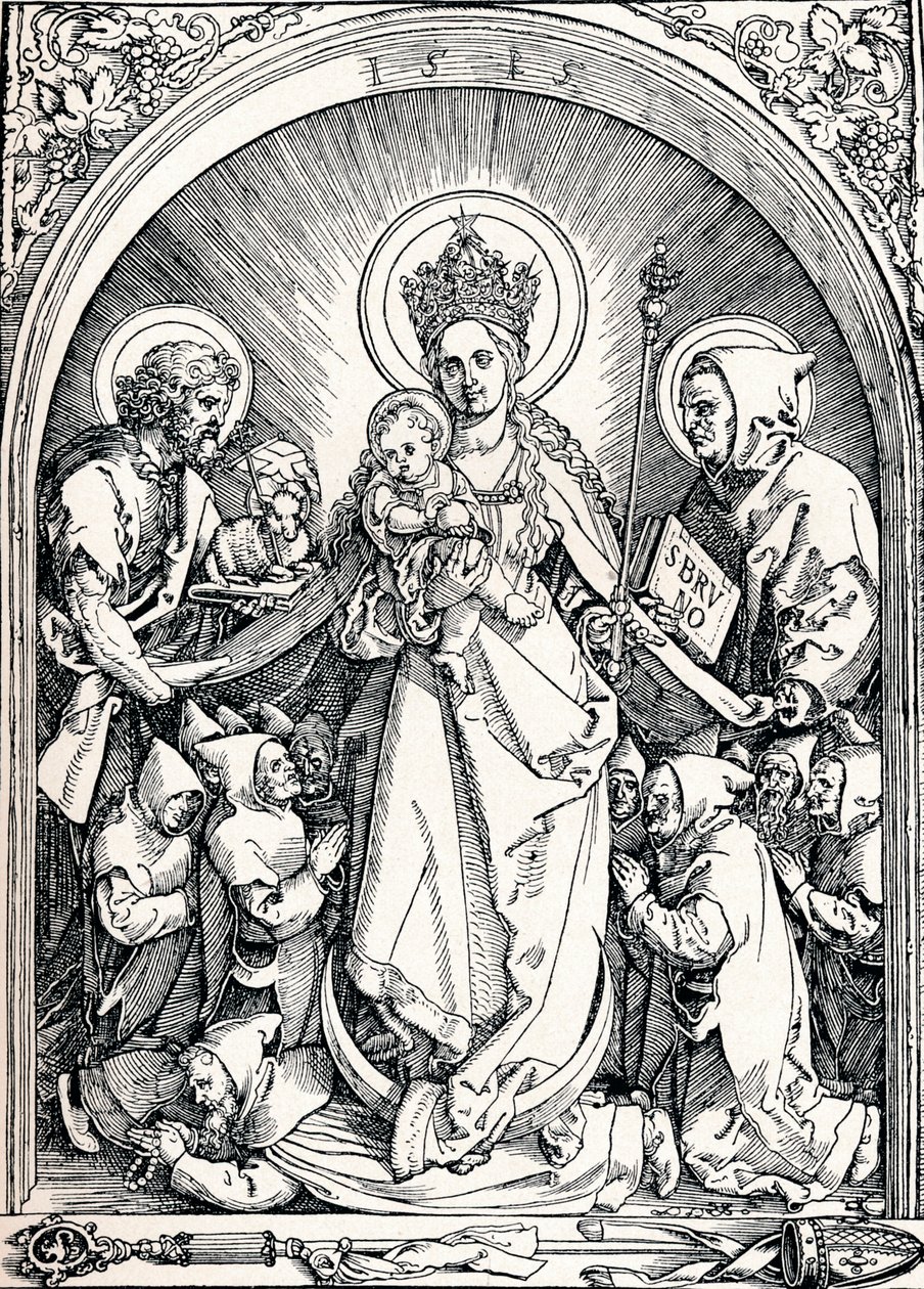 A Madonna a karthauzi testvérekkel, Keresztelő Szent Jánossal és Szent Brúnóval, 1515 1906. alkotó: Albrecht Dürer