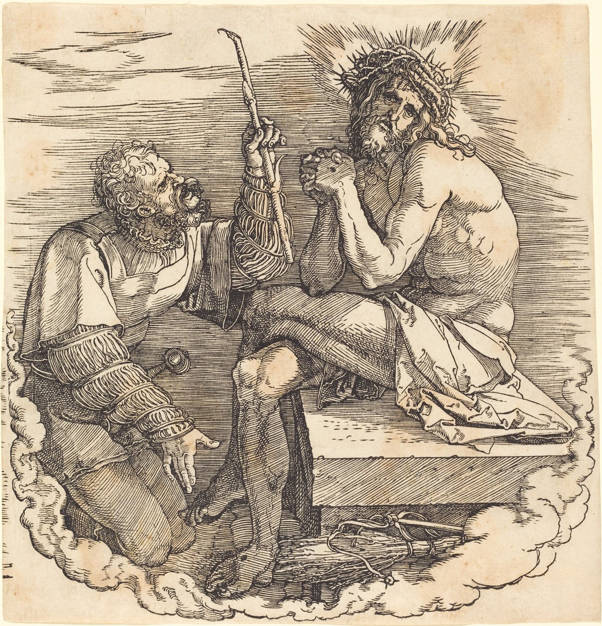 A bánat embere, akit egy katona gúnyol alkotó: Albrecht Dürer