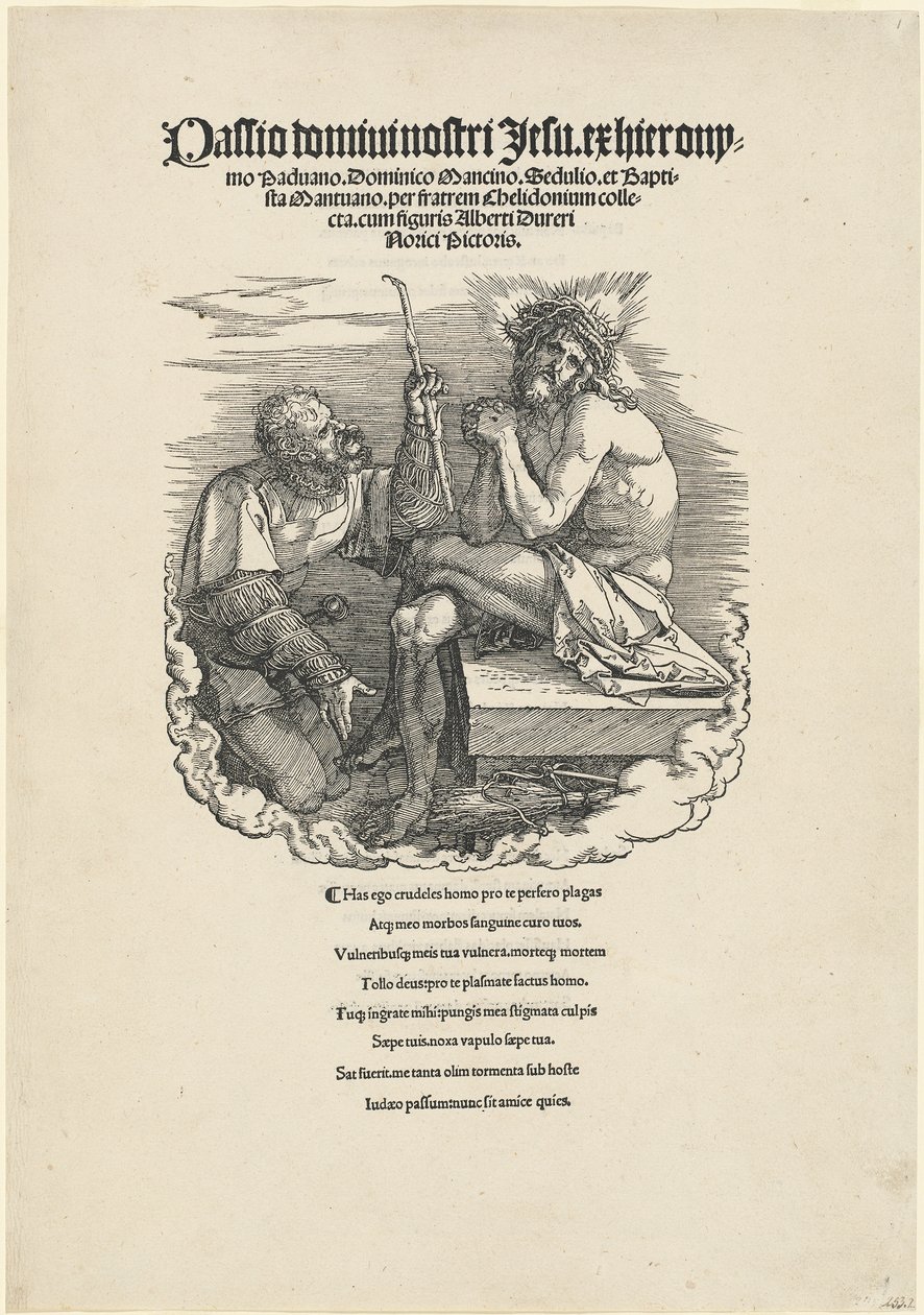 Egy katona gúnyolja a Fájdalmas Embert alkotó: Albrecht Dürer