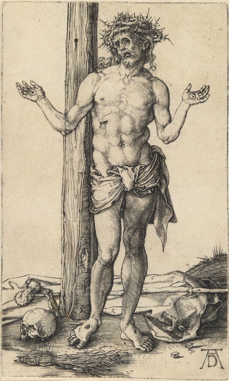 A bánat embere kitárt karral alkotó: Albrecht Dürer