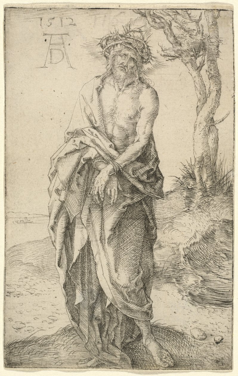 A bánat embere megkötött kézzel alkotó: Albrecht Dürer