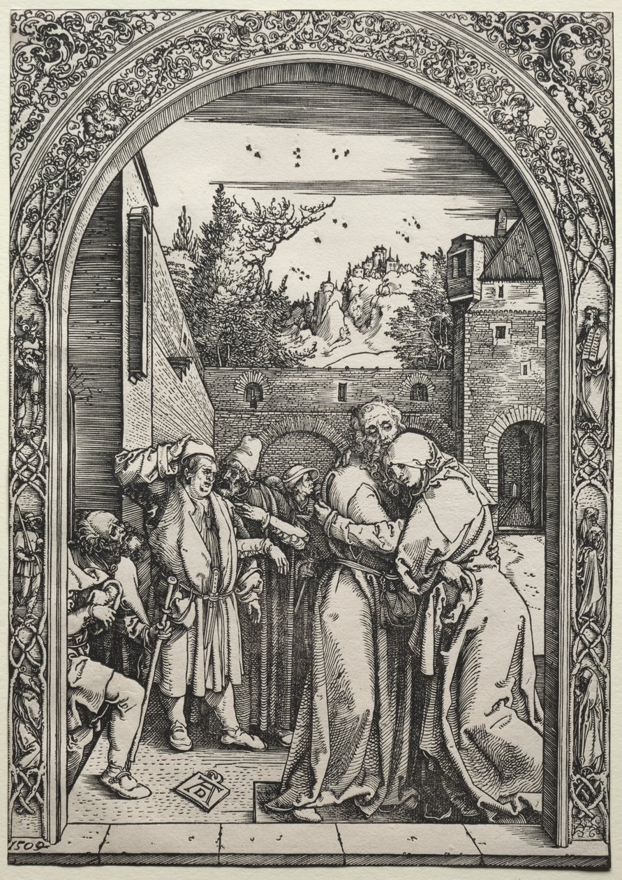 Joachim és Anna találkozása az Aranykapunál alkotó: Albrecht Dürer