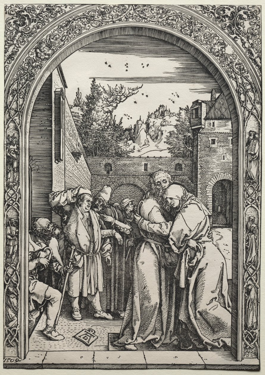 Joachim és Anna találkozása az Aranykapunál, 1504. alkotó: Albrecht Dürer