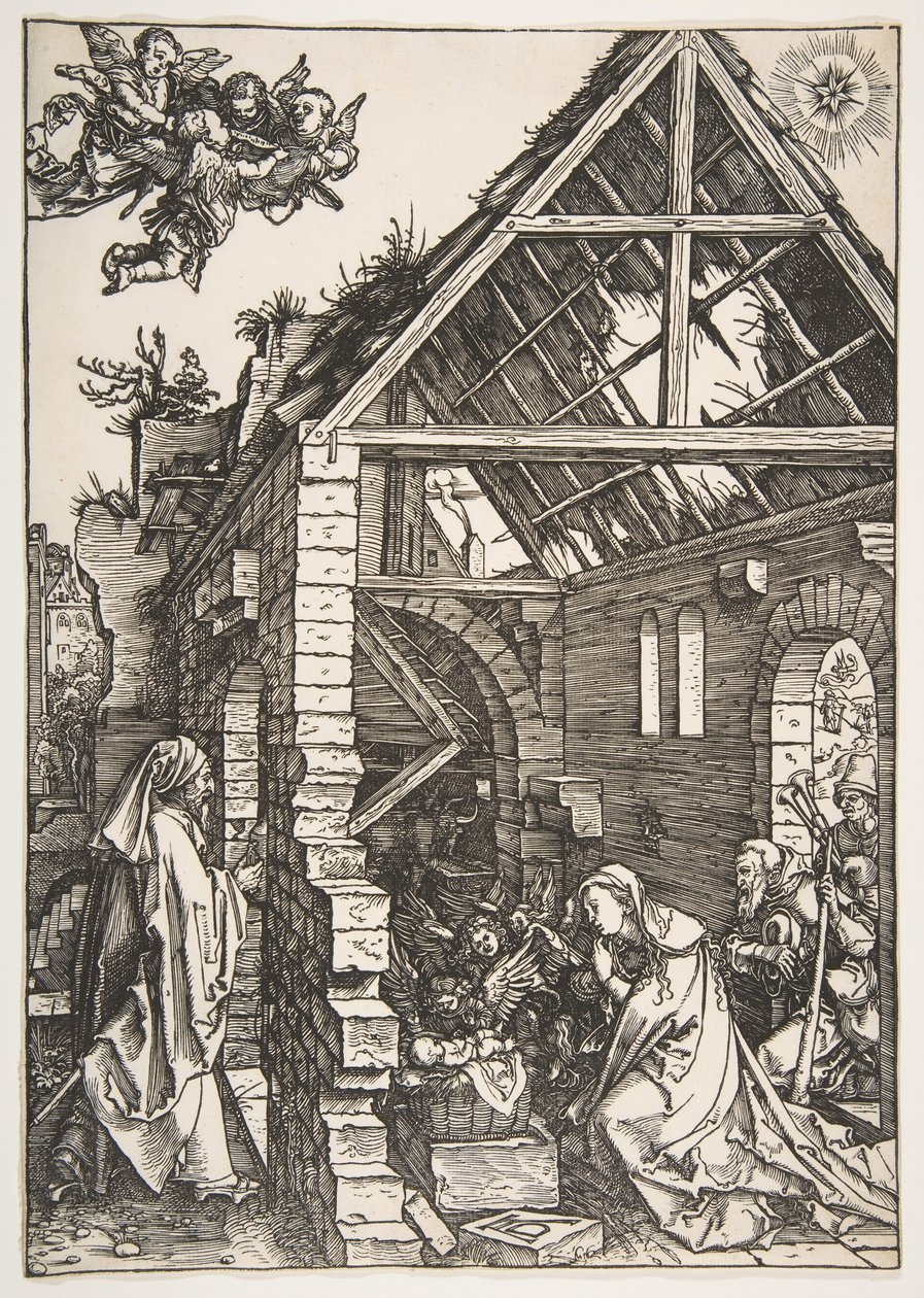 A Születés, A Szűz életéből, 1502-3. alkotó: Albrecht Dürer