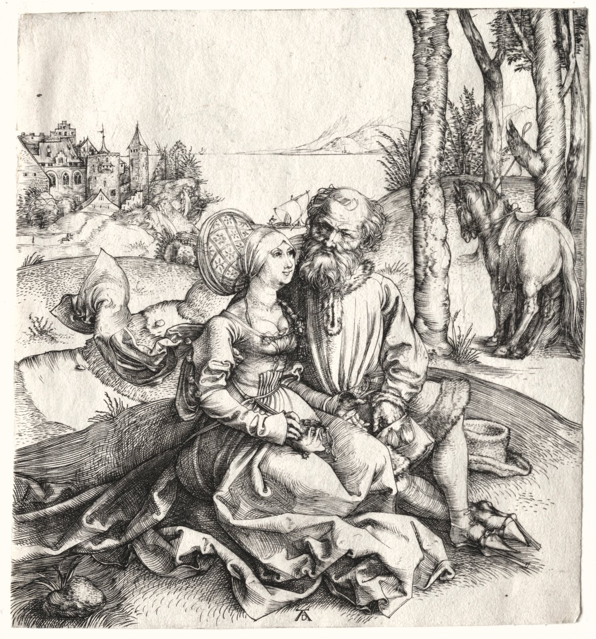 A szerelem ajánlata vagy a rosszul válogatott pár, 1495-1496. alkotó: Albrecht Dürer