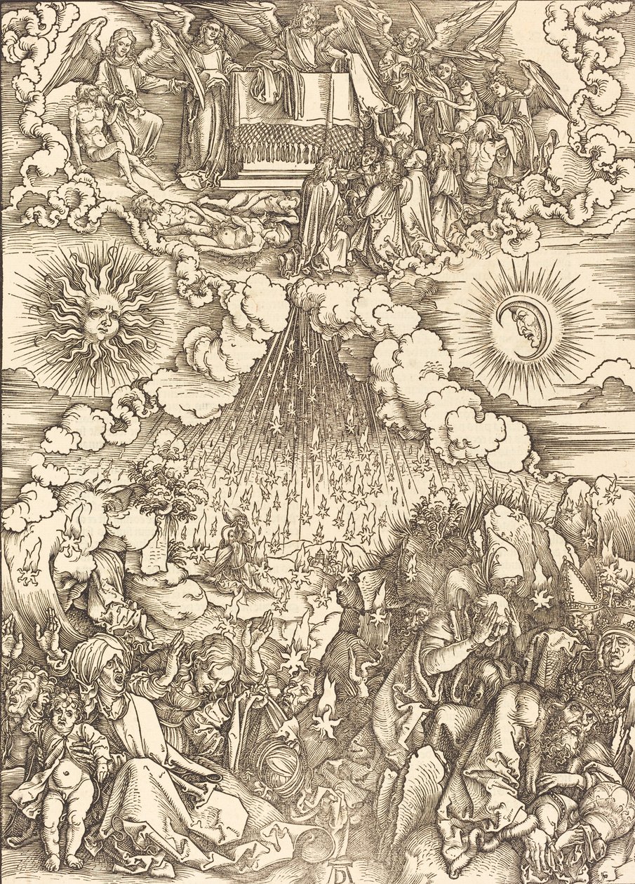 Az ötödik és hatodik pecsét felnyitása, 1498. alkotó: Albrecht Dürer