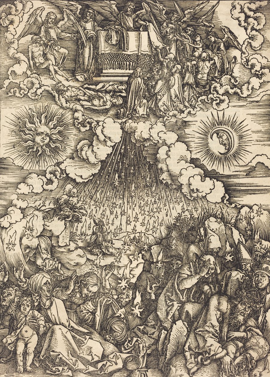 Az ötödik és hatodik pecsét felnyitása c. 1497. alkotó: Albrecht Dürer