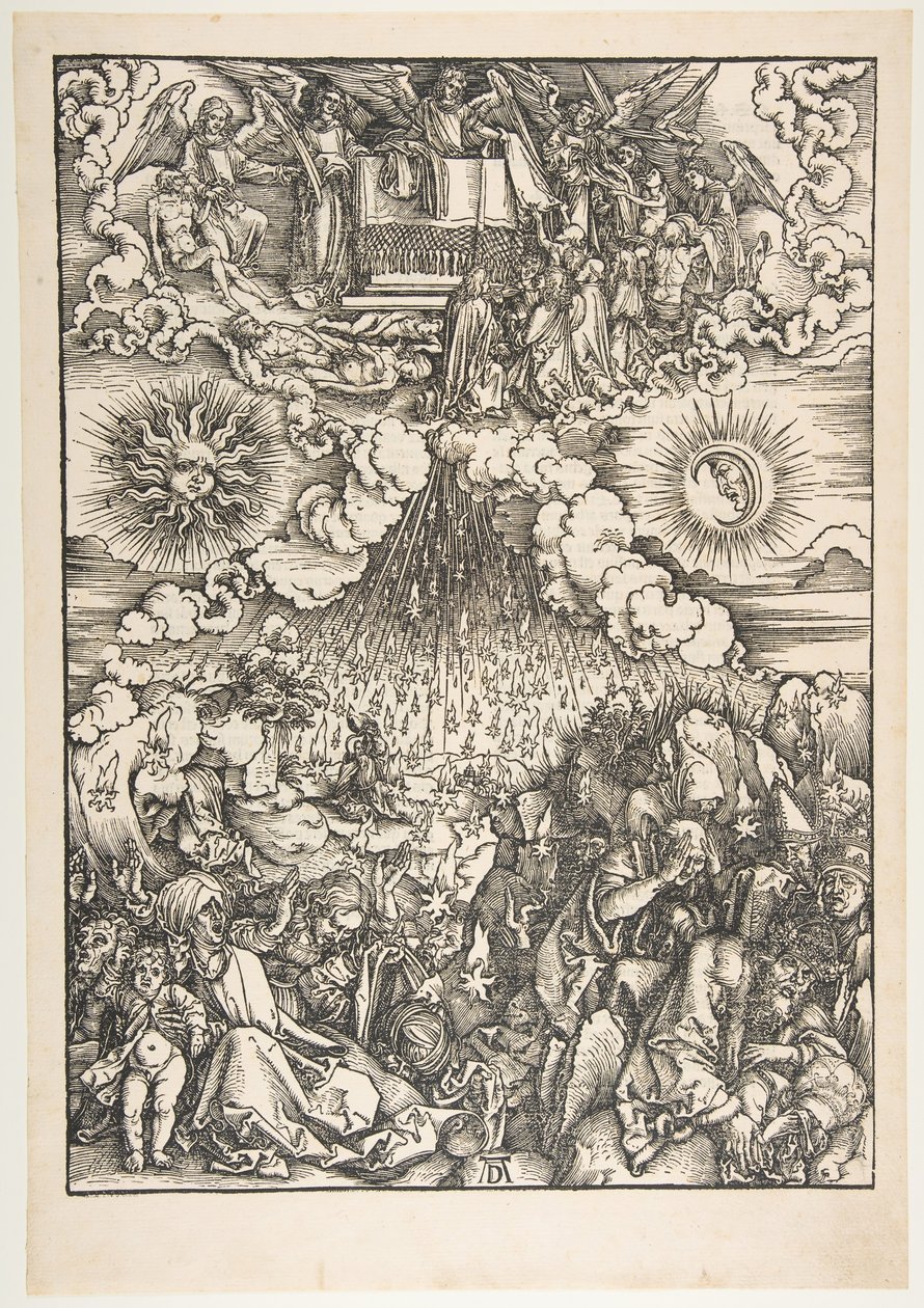 Az ötödik és hatodik pecsét felnyitása, az Apokalipszisből.n.d. alkotó: Albrecht Dürer