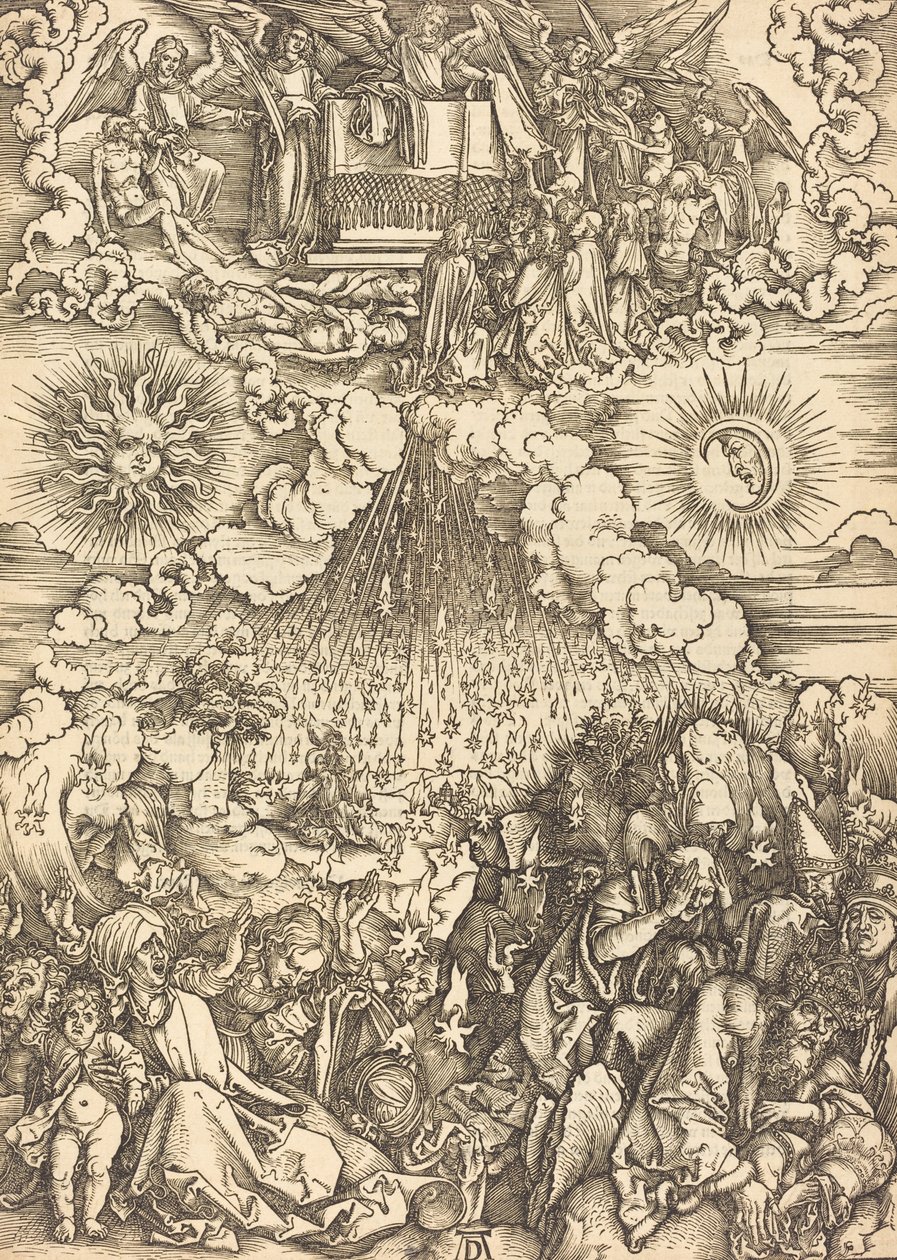Az ötödik és hatodik pecsét felnyitása, valószínűleg c. 14961498. alkotó: Albrecht Dürer
