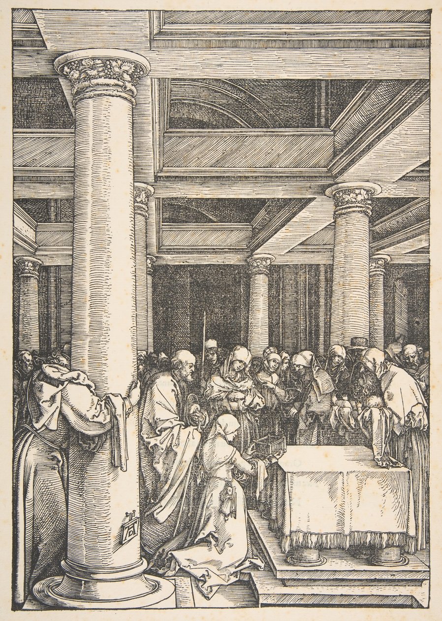 Az előadás a templomban, A Szűz életéből, kb. 1505. alkotó: Albrecht Dürer