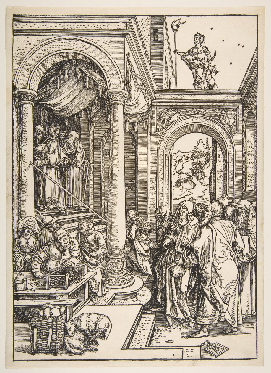 Szűz Mária bemutatása a templomban, „Szűz Mária életé”-ből alkotó: Albrecht Dürer