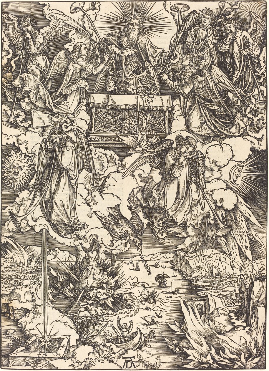 A hét angyal trombitákkal alkotó: Albrecht Dürer