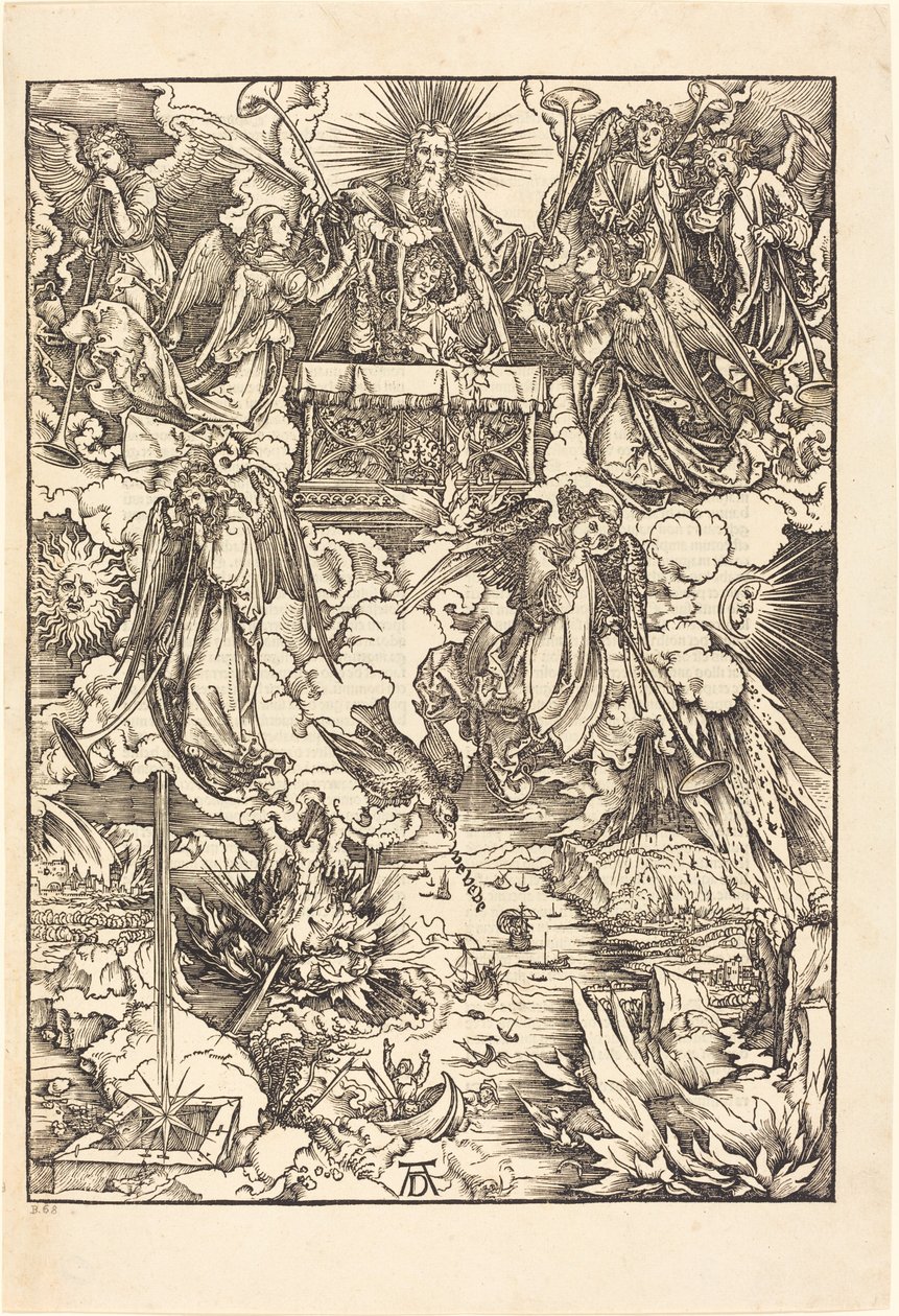A hét angyal trombitákkal alkotó: Albrecht Dürer