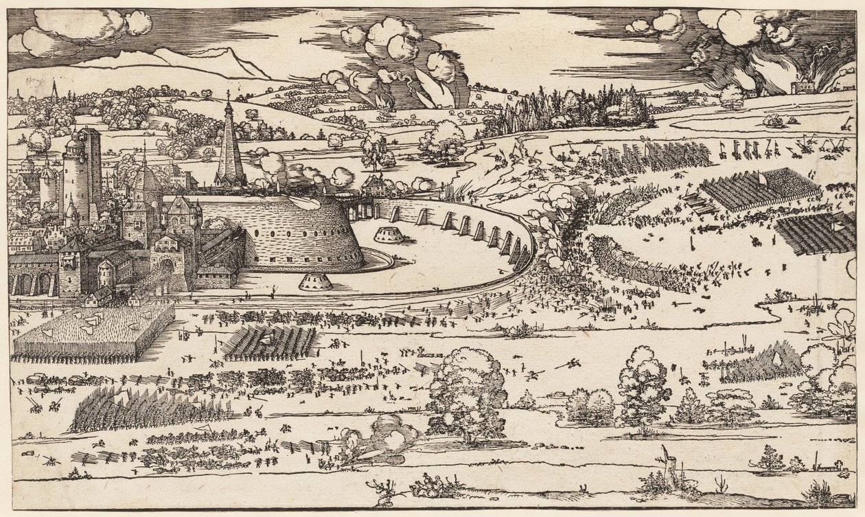 Egy erőd ostroma (csak a bal oldal, 2 tömbből) alkotó: Albrecht Dürer