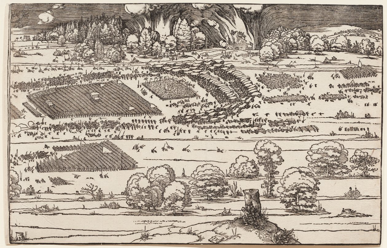 Egy erőd ostroma (csak a jobb oldal, 2 blokkból) alkotó: Albrecht Dürer