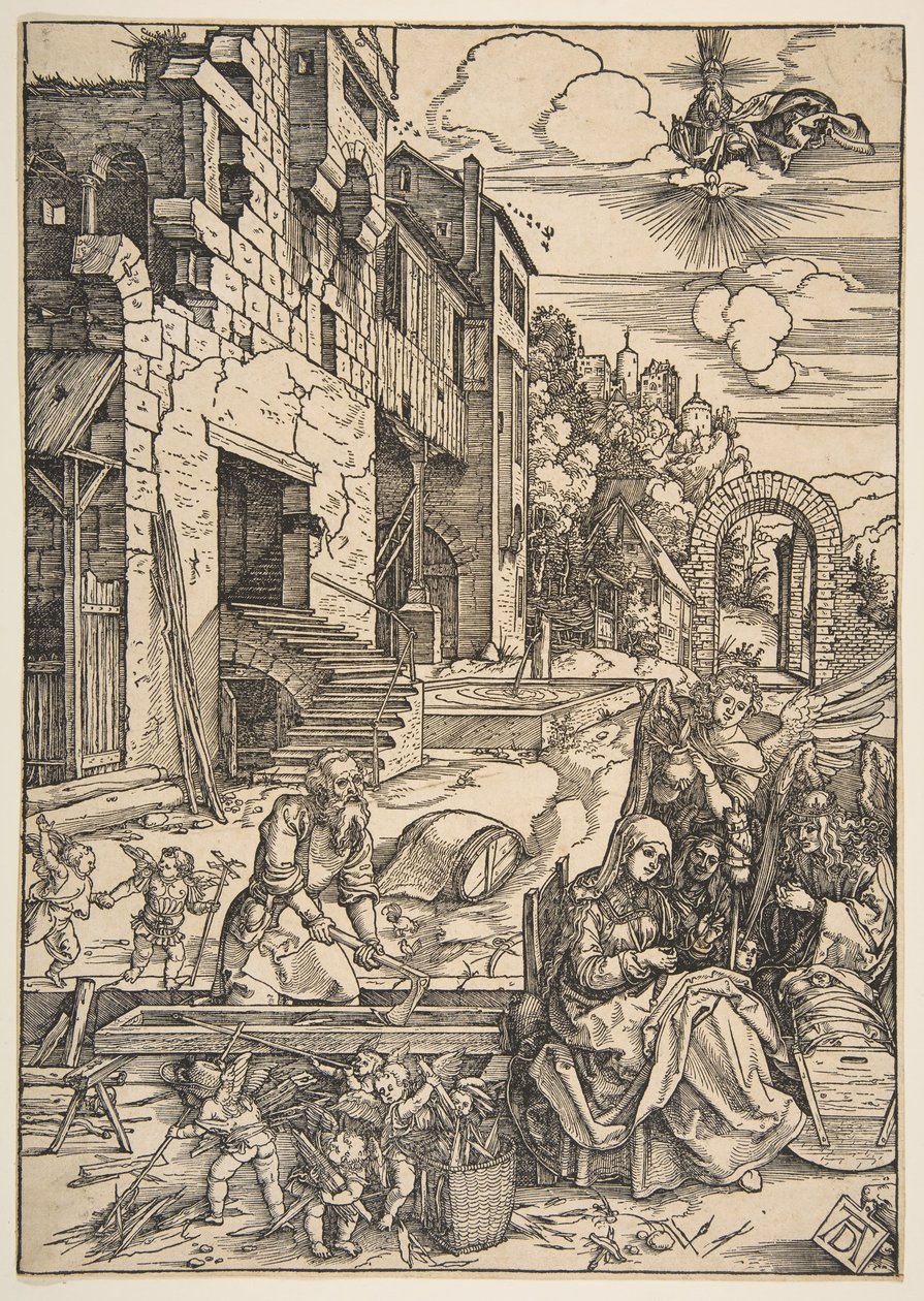 A Szent Család Egyiptomban tartózkodása A Szűz életéből, 1511 után. alkotó: Albrecht Dürer
