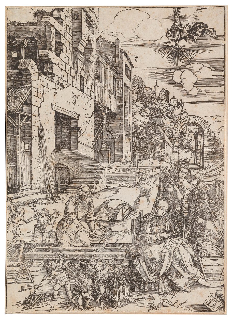 A Szent Család Egyiptomban tartózkodása, A Szűz élete c. 1504. alkotó: Albrecht Dürer